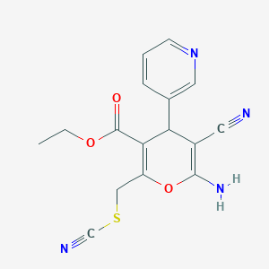 molecular formula C16H14N4O3S B459413 ethyl 6-amino-5-cyano-2-[(cyanosulfanyl)methyl]-4-(3-pyridinyl)-4H-pyran-3-carboxylate 