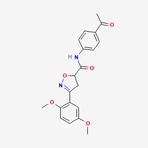 molecular formula C20H20N2O5 B4594141 N-(4-acetylphenyl)-3-(2,5-dimethoxyphenyl)-4,5-dihydro-1,2-oxazole-5-carboxamide 