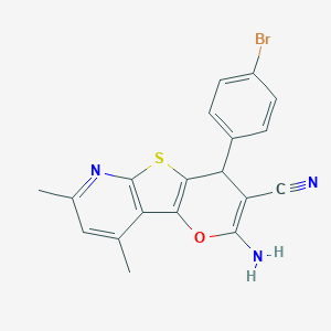 4-amino-6-(4-bromophenyl)-11,13-dimethyl-3-oxa-8-thia-10-azatricyclo[7.4.0.02,7]trideca-1(9),2(7),4,10,12-pentaene-5-carbonitrile