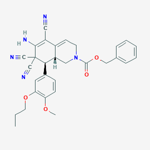 benzyl 6-amino-5,7,7-tricyano-8-(4-methoxy-3-propoxyphenyl)-3,7,8,8a-tetrahydro-2(1H)-isoquinolinecarboxylate