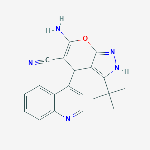 molecular formula C20H19N5O B459418 6-Amino-3-(tert-butyl)-4-(4-quinolinyl)-2,4-dihydropyrano[2,3-c]pyrazole-5-carbonitrile CAS No. 354554-66-8