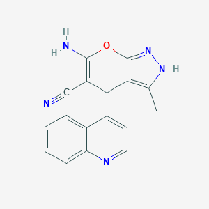 molecular formula C17H13N5O B459419 6-Amino-3-methyl-4-(4-quinolinyl)-2,4-dihydropyrano[2,3-c]pyrazole-5-carbonitrile CAS No. 354554-69-1