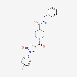 molecular formula C25H29N3O3 B4594202 N-benzyl-1-{[1-(4-methylphenyl)-5-oxopyrrolidin-3-yl]carbonyl}piperidine-4-carboxamide 