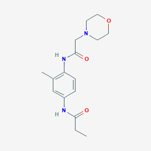 molecular formula C16H23N3O3 B4594259 N-{3-methyl-4-[(morpholin-4-ylacetyl)amino]phenyl}propanamide 