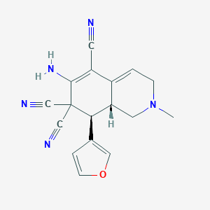 molecular formula C17H15N5O B459426 (8R,8aR)-6-amino-8-(furan-3-yl)-2-methyl-2,3,8,8a-tetrahydroisoquinoline-5,7,7(1H)-tricarbonitrile CAS No. 303983-96-2