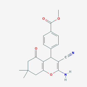 molecular formula C20H20N2O4 B459430 methyl 4-(2-amino-3-cyano-7,7-dimethyl-5-oxo-5,6,7,8-tetrahydro-4H-chromen-4-yl)benzoate CAS No. 354554-72-6