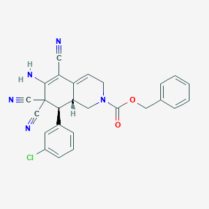 molecular formula C26H20ClN5O2 B459431 benzyl 6-amino-8-(3-chlorophenyl)-5,7,7-tricyano-3,7,8,8a-tetrahydro-2(1H)-isoquinolinecarboxylate CAS No. 303980-49-6