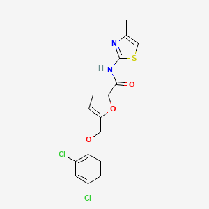 molecular formula C16H12Cl2N2O3S B4594327 5-[(2,4-二氯苯氧基)甲基]-N-(4-甲基-1,3-噻唑-2-基)-2-呋喃酰胺 