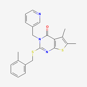 molecular formula C22H21N3OS2 B4594334 5,6-DIMETHYL-2-[(2-METHYLBENZYL)SULFANYL]-3-(3-PYRIDYLMETHYL)THIENO[2,3-D]PYRIMIDIN-4(3H)-ONE 