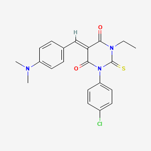 (5Z)-1-(4-chlorophenyl)-5-[4-(dimethylamino)benzylidene]-3-ethyl-2-thioxodihydropyrimidine-4,6(1H,5H)-dione