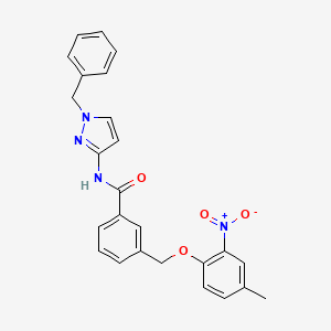 molecular formula C25H22N4O4 B4594361 N-(1-benzyl-1H-pyrazol-3-yl)-3-[(4-methyl-2-nitrophenoxy)methyl]benzamide 