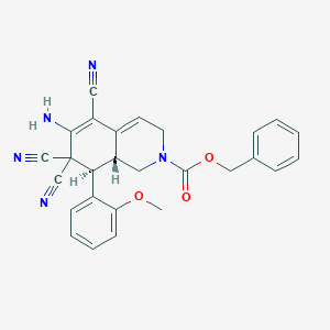 molecular formula C27H23N5O3 B459438 benzyl 6-amino-5,7,7-tricyano-8-(2-methoxyphenyl)-3,7,8,8a-tetrahydro-2(1H)-isoquinolinecarboxylate CAS No. 303953-34-6