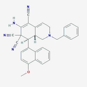 molecular formula C30H25N5O B459440 6-amino-2-benzyl-8-(4-methoxy-1-naphthyl)-2,3,8,8a-tetrahydro-5,7,7(1H)-isoquinolinetricarbonitrile CAS No. 459147-94-5