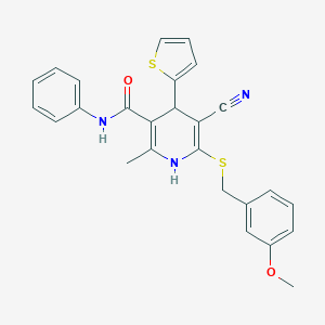 molecular formula C26H23N3O2S2 B459441 5-cyano-6-[(3-methoxybenzyl)sulfanyl]-2-methyl-N-phenyl-4-(2-thienyl)-1,4-dihydro-3-pyridinecarboxamide CAS No. 354554-93-1