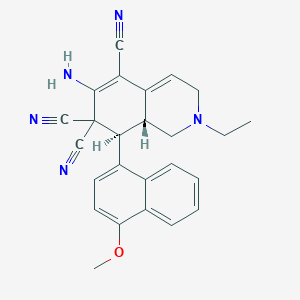 molecular formula C25H23N5O B459442 6-amino-2-ethyl-8-(4-methoxy-1-naphthyl)-2,3,8,8a-tetrahydro-5,7,7(1H)-isoquinolinetricarbonitrile CAS No. 494792-34-6