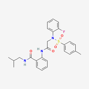 molecular formula C26H28FN3O4S B4594424 2-({N-(2-fluorophenyl)-N-[(4-methylphenyl)sulfonyl]glycyl}amino)-N-isobutylbenzamide 