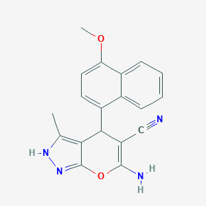 molecular formula C19H16N4O2 B459447 6-Amino-4-(4-methoxy-1-naphthyl)-3-methyl-2,4-dihydropyrano[2,3-c]pyrazole-5-carbonitrile CAS No. 384375-48-8