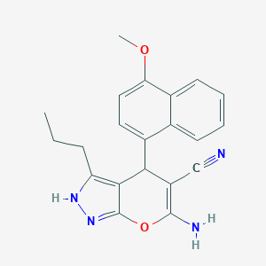 6-Amino-4-(4-methoxy-1-naphthyl)-3-propyl-2,4-dihydropyrano[2,3-c]pyrazole-5-carbonitrile