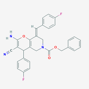 molecular formula C30H23F2N3O3 B459453 benzyl 2-amino-3-cyano-8-(4-fluorobenzylidene)-4-(4-fluorophenyl)-7,8-dihydro-4H-pyrano[3,2-c]pyridine-6(5H)-carboxylate 
