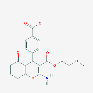 molecular formula C21H23NO7 B459455 2-methoxyethyl 2-amino-4-[4-(methoxycarbonyl)phenyl]-5-oxo-5,6,7,8-tetrahydro-4H-chromene-3-carboxylate CAS No. 445266-45-5
