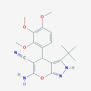 6-Amino-3-tert-butyl-4-(2,3,4-trimethoxyphenyl)-1,4-dihydropyrano[2,3-c]pyrazole-5-carbonitrile