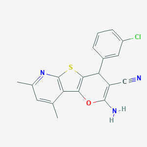 molecular formula C19H14ClN3OS B459459 2-amino-4-(3-chlorophenyl)-7,9-dimethyl-4H-pyrano[2',3':4,5]thieno[2,3-b]pyridine-3-carbonitrile CAS No. 445266-49-9