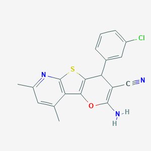 4-amino-6-(3-chlorophenyl)-11,13-dimethyl-3-oxa-8-thia-10-azatricyclo[7.4.0.02,7]trideca-1(9),2(7),4,10,12-pentaene-5-carbonitrile