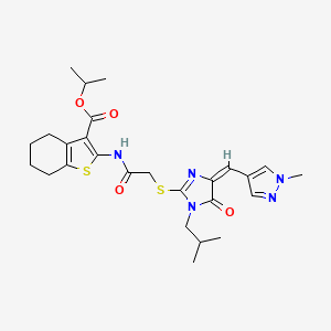 ISOPROPYL 2-{[2-({1-ISOBUTYL-4-[(E)-1-(1-METHYL-1H-PYRAZOL-4-YL)METHYLIDENE]-5-OXO-4,5-DIHYDRO-1H-IMIDAZOL-2-YL}SULFANYL)ACETYL]AMINO}-4,5,6,7-TETRAHYDRO-1-BENZOTHIOPHENE-3-CARBOXYLATE