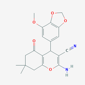 molecular formula C20H20N2O5 B459462 2-amino-4-(7-methoxy-1,3-benzodioxol-5-yl)-7,7-dimethyl-5-oxo-5,6,7,8-tetrahydro-4H-chromene-3-carbonitrile CAS No. 311773-25-8