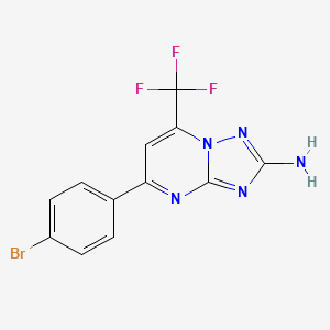 molecular formula C12H7BrF3N5 B4594623 5-(4-Bromophenyl)-7-(trifluoromethyl)-[1,2,4]triazolo[1,5-a]pyrimidin-2-amine 