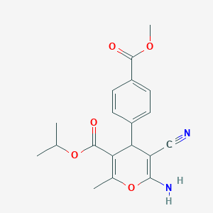 molecular formula C19H20N2O5 B459463 isopropyl 6-amino-5-cyano-4-[4-(methoxycarbonyl)phenyl]-2-methyl-4H-pyran-3-carboxylate 