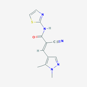 molecular formula C12H11N5OS B4594653 2-氰基-3-(1,5-二甲基-1H-吡唑-4-基)-N-1,3-噻唑-2-基丙烯酰胺 