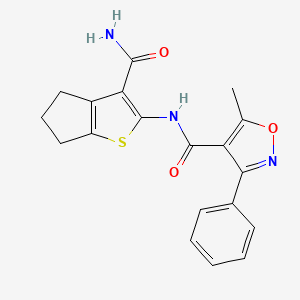 molecular formula C19H17N3O3S B4594655 N-[3-(氨基羰基)-5,6-二氢-4H-环戊[b]噻吩-2-基]-5-甲基-3-苯基-4-异恶唑甲酰胺 CAS No. 5529-78-2