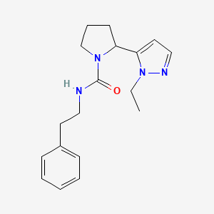 molecular formula C18H24N4O B4594660 2-(1-ethyl-1H-pyrazol-5-yl)-N-(2-phenylethyl)-1-pyrrolidinecarboxamide 