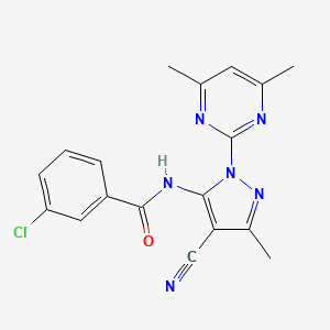 molecular formula C18H15ClN6O B4594667 3-氯-N-[4-氰基-1-(4,6-二甲基-2-嘧啶基)-3-甲基-1H-吡唑-5-基]苯甲酰胺 