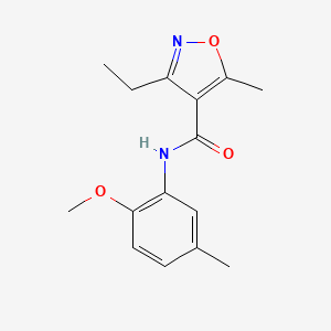 molecular formula C15H18N2O3 B4594672 3-ETHYL-N-(2-METHOXY-5-METHYLPHENYL)-5-METHYL-12-OXAZOLE-4-CARBOXAMIDE 