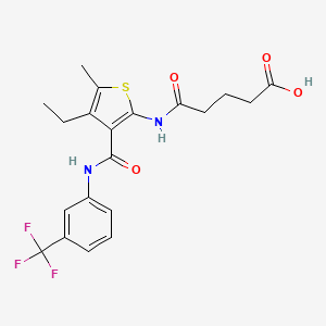 molecular formula C20H21F3N2O4S B4594674 5-[(4-ETHYL-5-METHYL-3-{[3-(TRIFLUOROMETHYL)ANILINO]CARBONYL}-2-THIENYL)AMINO]-5-OXOPENTANOIC ACID 