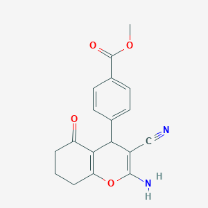 molecular formula C18H16N2O4 B459469 methyl 4-(2-amino-3-cyano-5-oxo-5,6,7,8-tetrahydro-4H-chromen-4-yl)benzoate CAS No. 361367-90-0