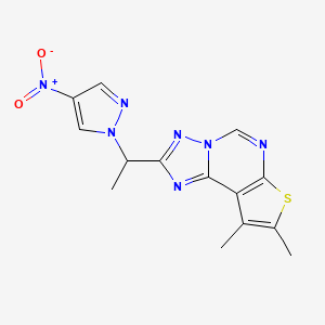 8,9-dimethyl-2-[1-(4-nitro-1H-pyrazol-1-yl)ethyl]thieno[3,2-e][1,2,4]triazolo[1,5-c]pyrimidine