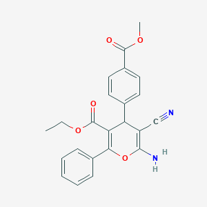 molecular formula C23H20N2O5 B459471 ethyl 6-amino-5-cyano-4-[4-(methoxycarbonyl)phenyl]-2-phenyl-4H-pyran-3-carboxylate CAS No. 372173-68-7