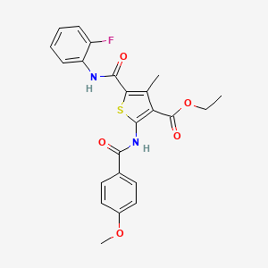 molecular formula C23H21FN2O5S B4594724 Ethyl 5-[(2-fluorophenyl)carbamoyl]-2-(4-methoxybenzamido)-4-methylthiophene-3-carboxylate 