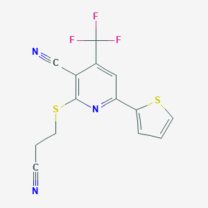 molecular formula C14H8F3N3S2 B459475 2-[(2-Cyanoethyl)sulfanyl]-6-(2-thienyl)-4-(trifluoromethyl)nicotinonitrile CAS No. 445266-52-4