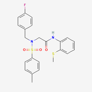 molecular formula C23H23FN2O3S2 B4594763 N~2~-(4-fluorobenzyl)-N~2~-[(4-methylphenyl)sulfonyl]-N~1~-[2-(methylthio)phenyl]glycinamide 