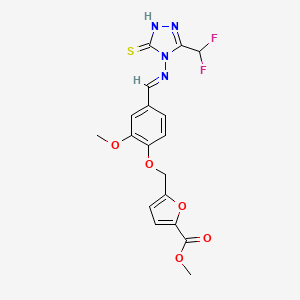 molecular formula C18H16F2N4O5S B4594818 5-{[4-({[3-(二氟甲基)-5-巯基-4H-1,2,4-三唑-4-基]亚氨基}甲基)-2-甲氧基苯氧基]甲基}-2-呋喃酸甲酯 