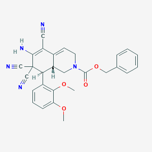 molecular formula C28H25N5O4 B459485 benzyl 6-amino-5,7,7-tricyano-8-(2,3-dimethoxyphenyl)-3,7,8,8a-tetrahydro-2(1H)-isoquinolinecarboxylate CAS No. 304013-01-2