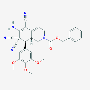 molecular formula C29H27N5O5 B459491 benzyl 6-amino-5,7,7-tricyano-8-(3,4,5-trimethoxyphenyl)-3,7,8,8a-tetrahydro-2(1H)-isoquinolinecarboxylate CAS No. 303953-20-0