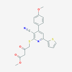 molecular formula C22H18N2O4S2 B459492 Methyl 4-{[3-cyano-4-(4-methoxyphenyl)-6-(thiophen-2-yl)pyridin-2-yl]sulfanyl}-3-oxobutanoate CAS No. 445266-59-1