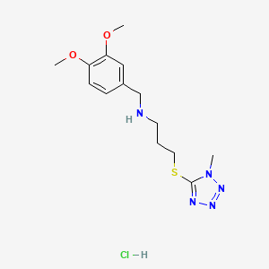 N-[(3,4-dimethoxyphenyl)methyl]-3-(1-methyltetrazol-5-yl)sulfanylpropan-1-amine;hydrochloride