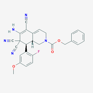 molecular formula C27H22FN5O3 B459493 benzyl (8R,8aR)-6-amino-5,7,7-tricyano-8-(2-fluoro-5-methoxyphenyl)-1,3,8,8a-tetrahydroisoquinoline-2-carboxylate CAS No. 494792-40-4