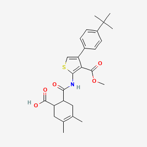 molecular formula C26H31NO5S B4594935 6-({[4-(4-叔丁基苯基)-3-(甲氧羰基)-2-噻吩基]氨基}羰基)-3,4-二甲基-3-环己烯-1-羧酸 